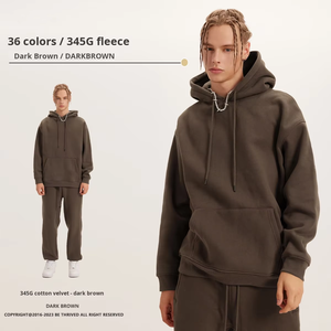 Conjunto de Sudadera con Capucha para <span class=keywords><strong>Hombre</strong></span> 345G, Colección Otoño Invierno 2025, Estilo Americano Moderno, Forro Polar de Color Sólido - Product Image 4