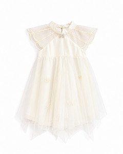 ชุดเดรสเด็กผู้หญิงปักลายสวยงามพร้อมผ้าคลุมตาข่ายสำหรับงานแต่งงาน - Product Image 4