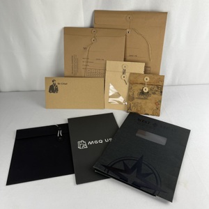 可重复使用的文件袋纸板牛皮纸和花式纸请柬包装带纽扣线封口的回收礼品信封 - Product Image 5