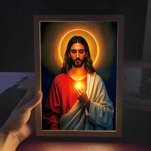 DIY Custom pittura a LED di notte luce di Gesù lampada 4D struttura di Cristo decorazione religiosa regalo cristiano per camera da letto soggiorno parete di casa - Product Image 1