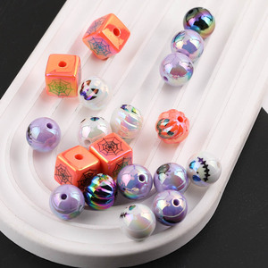 Cuentas acrílicas con estampado de calavera de calabaza de Halloween, formas mixtas para hacer joyas, cuentas sueltas con orificio recto de 8mm, accesorios para manualidades DIY - Product Image 5
