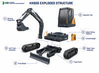 Excavator Hyundai HX60G Bekas Rekondisi 6 Ton Mini Excavator Hidrolik Dengan Kabin untuk Pekerjaan Pertanian & Jalan Raya