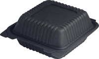 Contenedor Biodegradable Negro para Comida para Llevar, Apto para Microondas, Compostable, de PLA, Tipo Concha, para Sushi, Fideos y Empaque