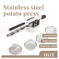 Fruit & groente tools, zware professionele handmatige aardappelpers, 3-in-1 roestvrijstalen aardappelstamper
