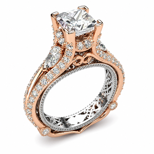 Anello Nuziale Bicolore Vintage con Zirconi per Donne, Elegante Gioiello da Dito alla Moda - Product Image 1