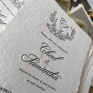 การ์ดเชิญงานแต่งงานคุณภาพสูงขอบกระดาษรีไซเคิลพิมพ์ลายตัวอักษร - Product Image 2