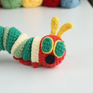 Gran oferta, juguete de orugas coloridas de ganchillo 100%, juguete de oruga hambrienta de ganchillo hecho a mano, muñeco de Animal de punto de peluche para niños - Product Image 2
