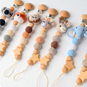 Clip Chupete Navideño de Ganchillo Hecho a Mano DIY con Cuentas de Silicona <span class=keywords><strong>y</strong></span> Mordedor de Madera para Bebé - Product Image 3