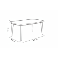 Table d'extérieur minimaliste Tonelle en polypropylène de haute qualité 170 cm x 100 cm - Blanc