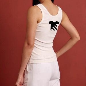 OEM Wholesale Basic Tank Top Women Custom Rhinestone Logo Scooped Neck Plain Cotton White Ribbed Custom Singlet Tank For Women - Product Image 4