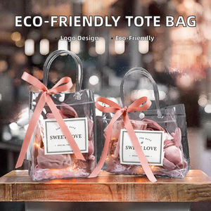 Bolso transparente de <span class=keywords><strong>PVC</strong></span> respetuoso con el medio ambiente personalizado con cremallera, bolsas de regalo de compras de gran capacidad para bodas, cumpleaños, fiestas de Baby Shower - Product Image 3