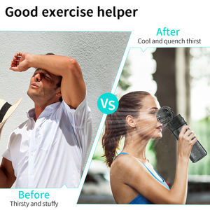 2-in-1 750ml BPA içermeyen plastik su şişesi kişisel boyun fanı 3 açık seyahat için eller serbest - Product Image 2