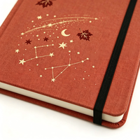 Carnet personnalisé en forme de feuille d'érable d'automne, A5, couverture rigide en tissu brun rougeâtre, journal, cadeau
