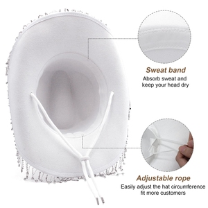 Cappello da Cowgirl in stile occidentale da <span class=keywords><strong>donna</strong></span> con frange di strass a tesa larga cappello da Cowboy per feste natalizie e festival musicali Y767 - Product Image 4