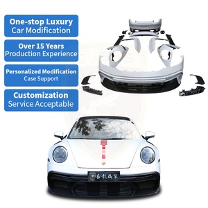 ชุดแต่งรอบคันรุ่น <span class=keywords><strong>Rt900</strong></span> B Style สำหรับ Porsche 911 992 Carrera ประกอบด้วยกันชนหน้า สเกิร์ตข้าง สปอยเลอร์ วัสดุคาร์บอนแห้ง - Product Image 1