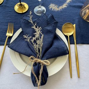 Serviettes en lin de coton modernes personnalisables faites à la main en tissu durable réglage de table jetable pour les mariages serviettes brodées - Product Image 6