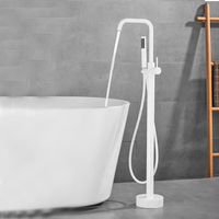 Robinet de baignoire mural OEM personnalisé avec douchette à main, mitigeur chaud/froid, bec cascade vertical latéral et fonction massage