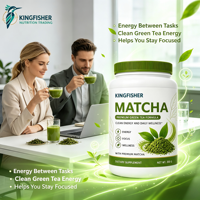 Fabricant de poudre de thé vert Matcha OEM ODM, en vrac, pot de 300g, pour l'énergie et la concentration quotidiennes, fournisseur de poudre de thé de haute pureté