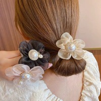 Coréen Tempérament Doux Organza Fleur Cheveux Accessoires Fée Tempérament Cheveux Accessoires Fleur Perle Cheveux Corde pour Filles