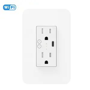 ETL Certification 15 Amp Smart Life/Tuya APP Remote Controller wifi receptacle outlet smart socket with Type C charger Port