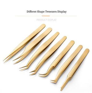 Pinzas para Pestañas de Alta Calidad con Logotipo Personalizado, Punta de Fibra, Acero Inoxidable, Pinzas de 90 Grados para Extensiones de Pestañas - Product Image 1