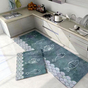 พรมปูพื้นหนังทรงสี่เหลี่ยมบางลายทาง EiffelHome สำหรับห้องครัวบ้านสมัยใหม่ ไม่ต้องซัก กันลื่น ตัดได้ ใช้ในร้านอาหาร กันน้ำ กันน้ำมัน - Product Image 4