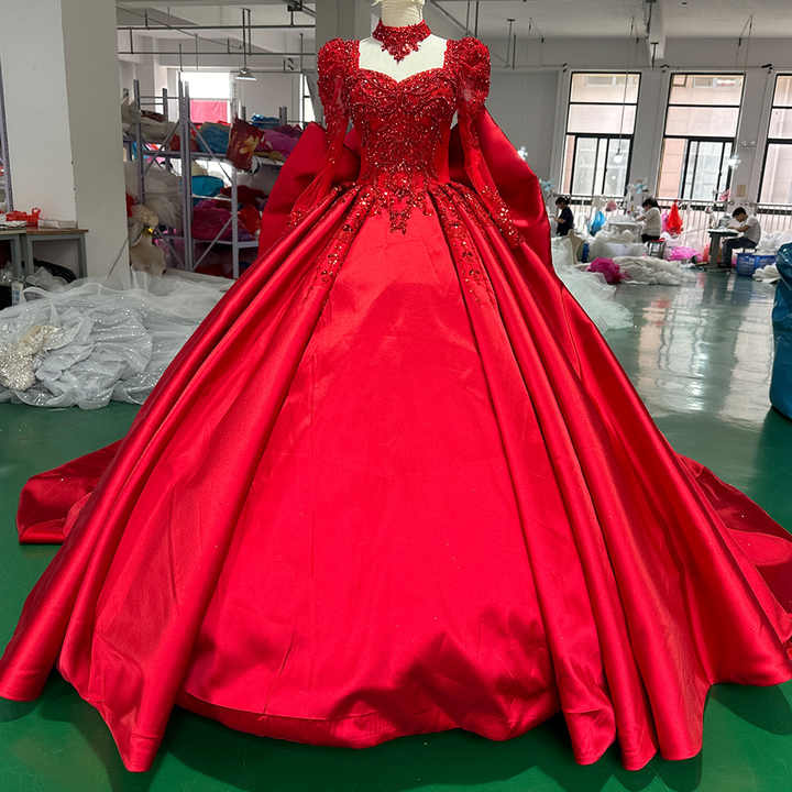 red formal dresses with sleeves Wine Tulle Short Tea Length Party Dress Lace, Dark Re and an open Elegant Red Satin Bow Puffy
