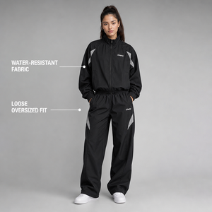 ชุดวอร์ม Charlo Unisex Windbreaker Activewear กันน้ำ ผ้าหนา ทรงหลวม Oversized Fit สำหรับออกกำลังกาย ผลิตจำนวนมาก OEM GCC - Product Image 3
