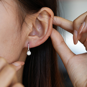 स्नोफ्लेक डिजाइन मोइससानाइट हूप इयररिंग्स s925 स्टर्लिंग चांदी प्राकृतिक शैली स्रोत कारखाने के गहने - Product Image 5