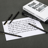 Gxin Set de 6 Marqueurs Pinceaux à Pointe Flexible, Stylo Calligraphie Non Toxique avec Encre Noire, 6 Tailles (0.5mm, 0.2mm) pour Lettrage