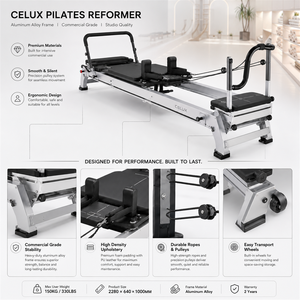 Machine de Pilates avec cadre en alliage d'aluminium et revêtement en cuir microfibre, design pliable pour studios de yoga, usage domestique et entraînements privés - Product Image 5