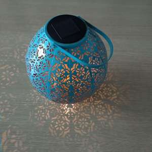 Solar Iron Lantern With Clover Cutout Design Hanging Outdoor Garden <b>Light</b> <b>LED</b> Solar Powered - Product Image 4