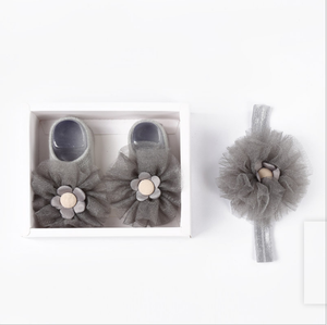 gris de bebé recién nacido regalo encantador diadema juego de calcetines para regalo de bebé de algodón calcetines recién nacido - Product Image 3