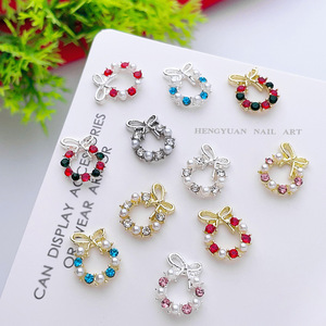 Luxe évider guirlande de noël ongles bijoux rose arc perle Art breloques bricolage ballerine arrondi doigt décorations approvisionnement en vrac - Product Image 1