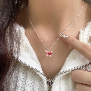 Collar con colgante de mariposa de plata de ley S925 con engaste pavé para mujer, regalo, joyería, accesorio de moda - Product Image 3
