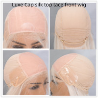 Perruque Blonde Platine en Cheveux Humains Remy Européens, Perruques Médicales pour Alopécie, Perruques Lace Front de Luxe avec Bonnet en Soie