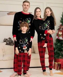 批发麋鹿配套圣诞连体睡衣适合家庭儿童女性成人可爱搞笑睡衣套装2023