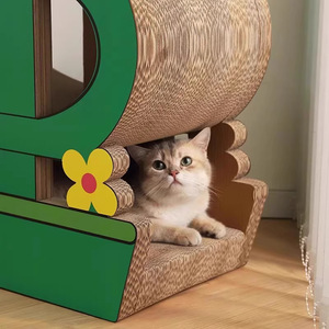 Cactus <b>cat</b> scratching post and <b>cat</b> bed integrated with corrugated cardboard, wear-resistant, <b>scratch</b>-resistant, lint-free, - Product Image 3