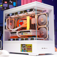 PC de bureau moderne blanc avec écran FHD de 6 pouces boîtier RVB adapté au bricolage pour PC de jeu et travail 9800x3d 7800x3d 9700x RTX 5080 5070