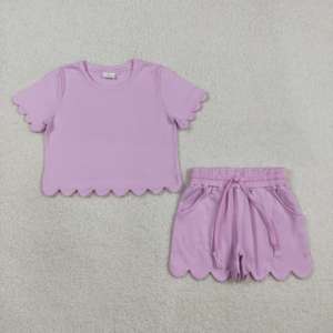ชุดเด็กผู้หญิงลายตารางสีฟ้า คอปกปีเตอร์แพน เสื้อแขนกุดพร้อมกางเกงขาสั้นผูกเชือกเข้าชุด ชุดลำลองสำหรับเด็กฤดูร้อน - Product Image 4