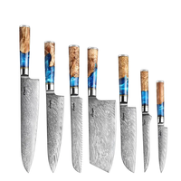 Couteau de chef en acier Damas de qualité supérieure, ensemble de couteaux avec manche en résine