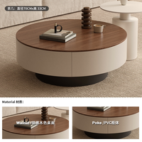 Table basse circulaire modulable, avec grand tiroir de rangement dissimulé, armoire crème, base solide, ensemble de tables à thé modernes pour la maison