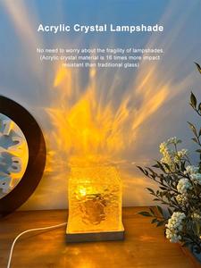 Nước gợn xung quanh đêm sáng tạo đèn cạnh giường ngủ, ngọn lửa Aurora Borealis lãng mạn năng động xoay ánh sáng trang trí - Product Image 6