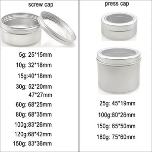 Muestra gratis Tarro de ventana de aluminio plateado 1oz 30ml 60ml 80ml 100ml 150ml Tarro de vela de metal Embalaje de - Product Image 2