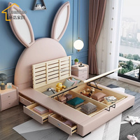 Cadre de lit de luxe King/Queen Size avec rangement, design clavier de piano, mobilier de chambre double, lit simple pour hôtel
