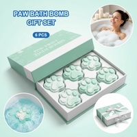 OEM ODM Green Apple Cat Paw Custom Bath Bomb Fizzy Ball 30g Label Pribadi Kustom Melembapkan Melembutkan Set Hadiah Spa Rendam