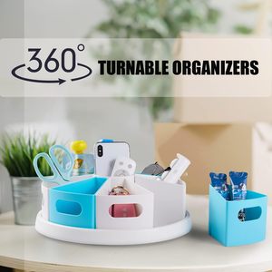 Organizador Giratorio de Escritorio 360°, Tipo Lazy Susan, para Marcadores y Lápices, con Compartimentos Extraíbles, para Oficina y Material Escolar - Product Image 2