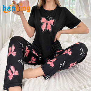 ชุดเซ็ตชุดนอนสำหรับผู้หญิงใส่ในบ้านชุดนอนกางเกงขายาวลำลองสำหรับผู้หญิงชุดใส่อยู่บ้านใส่สบาย - Product Image 4