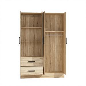 Armoire autoportante sur mesure couleur naturelle à 4 portes avec tringle de suspension, étagères et 2 tiroirs - Product Image 1