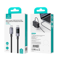 Câble de charge rapide USAMS personnalisé avec logo SJ671 100W Type-C vers Type-C, écran LED numérique, câble tressé en nylon pour téléphones et ordinateurs portables